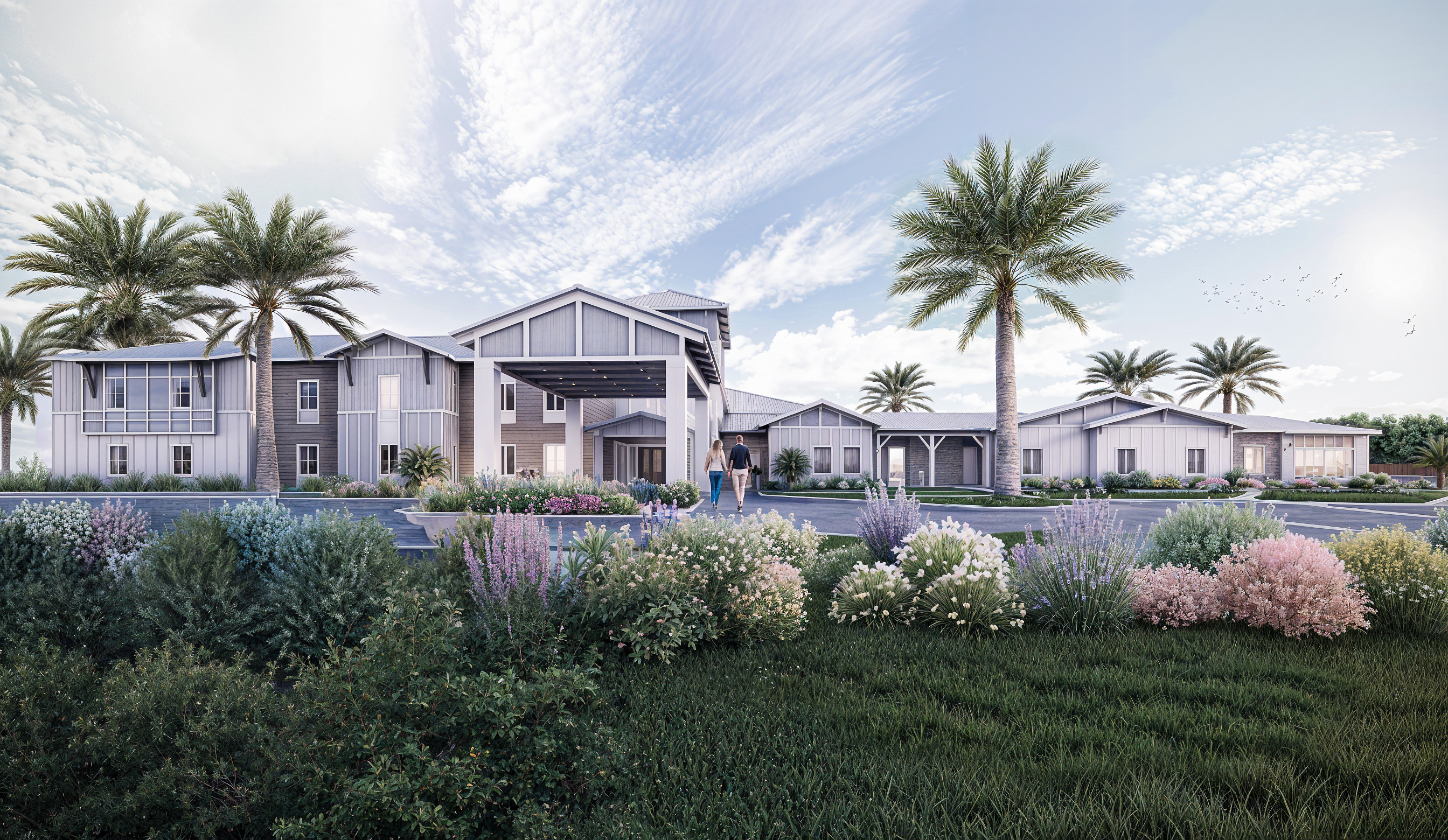 Multi-family development 3D architectural rendering