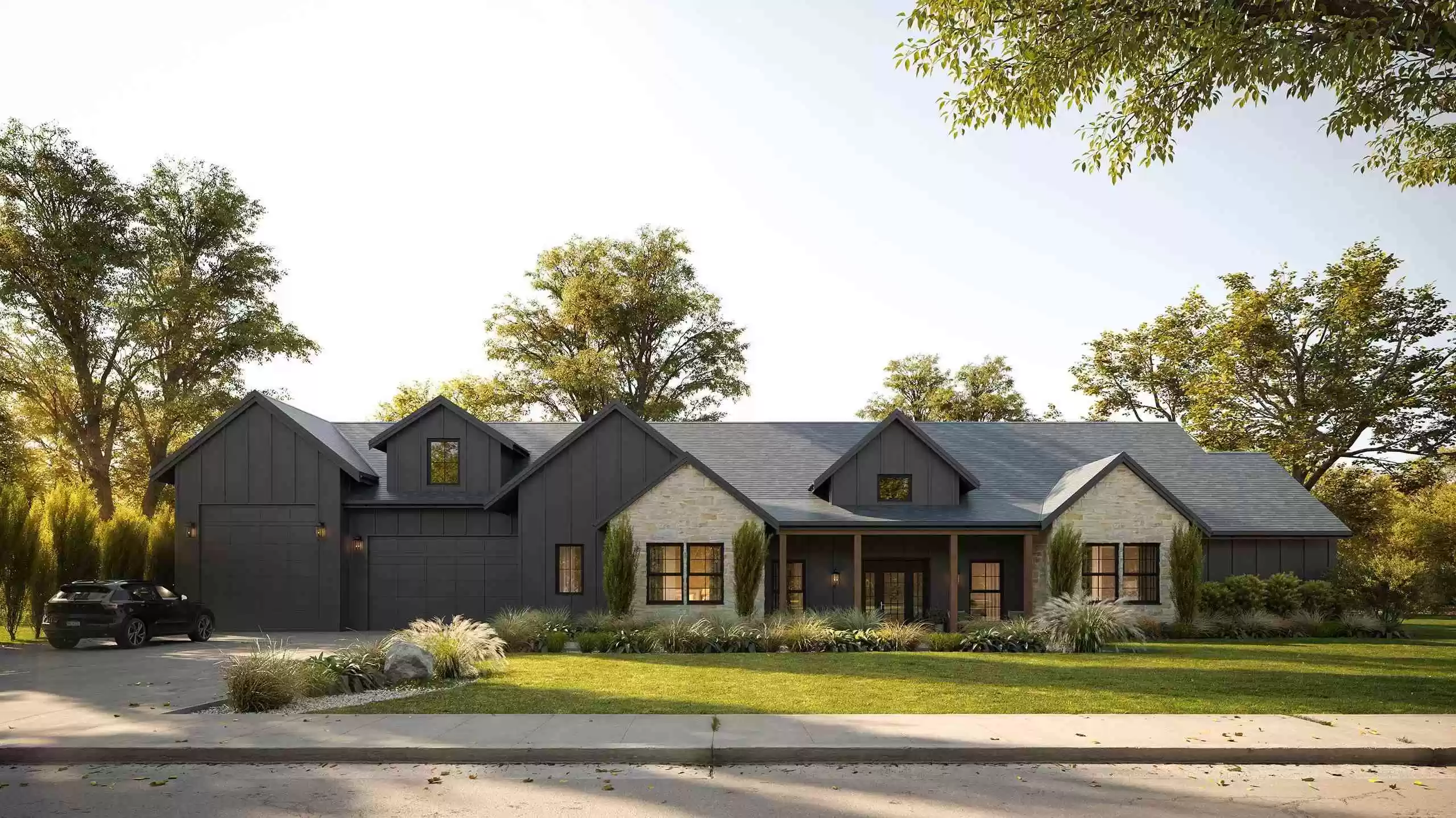 Stunning 3D architectural visualization of modern luxury home